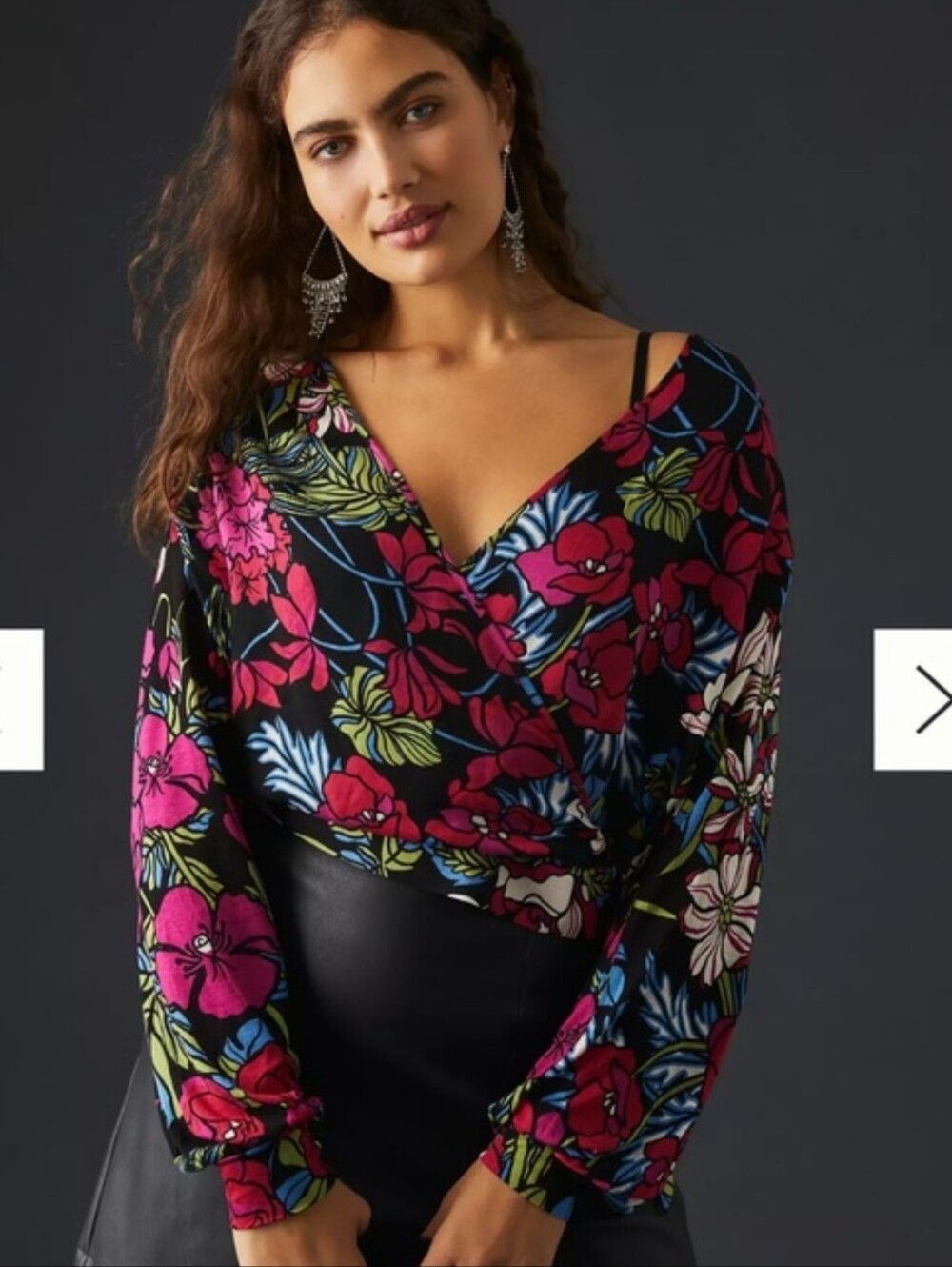 Tiny ( Anthropologie) Floral Faux Wrap Blouse - XS